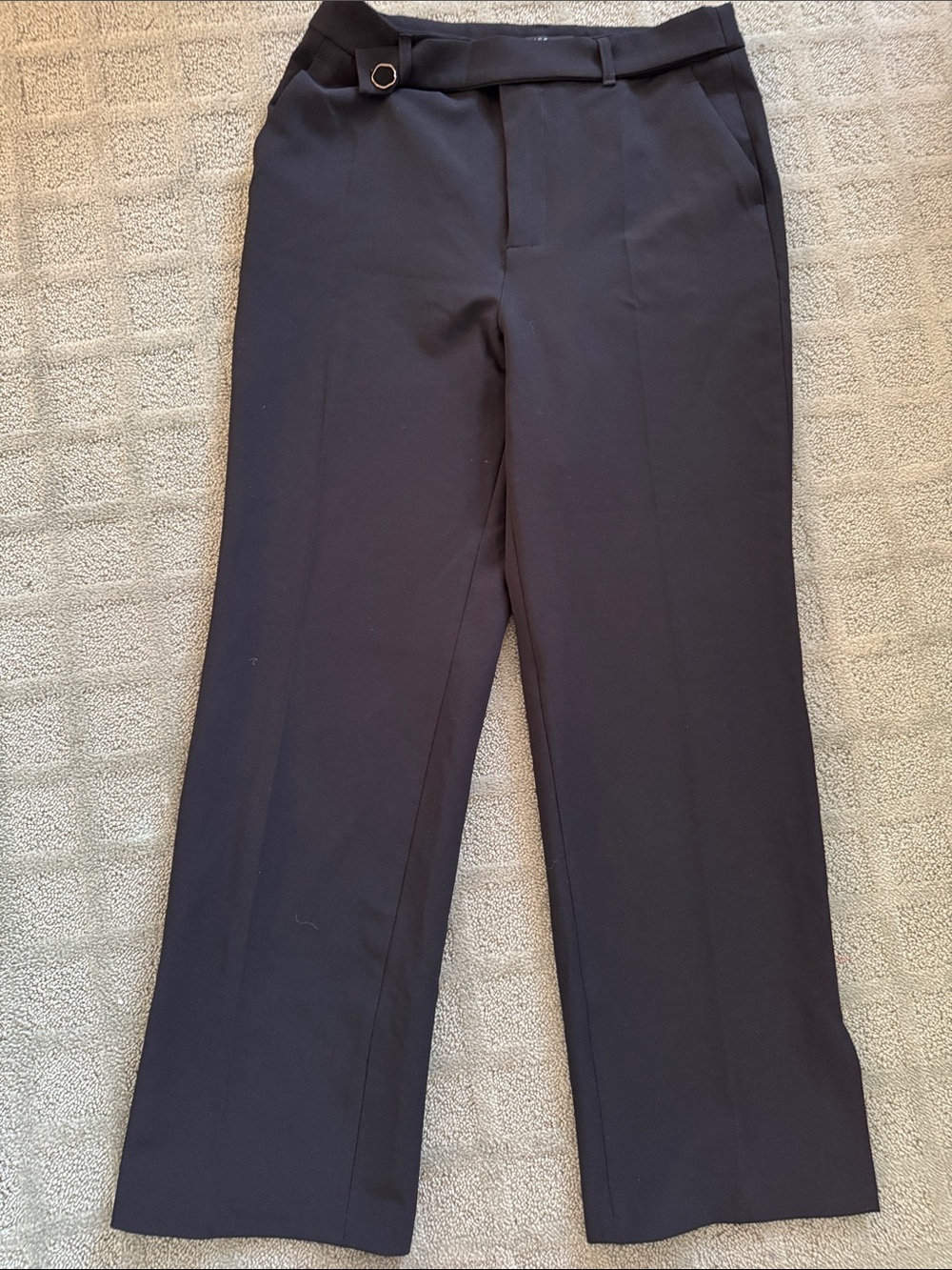 MOTF Dark Black Dress Trousers with Buckle Waist Accent